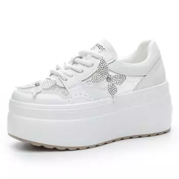 Fujin 8 см синтетические кроссовки Air Mesh на толстой платформе с танкеткой, повседневные дышащие летние туфли для женщин, модные, вулканизированные, женские, весна 33 белый