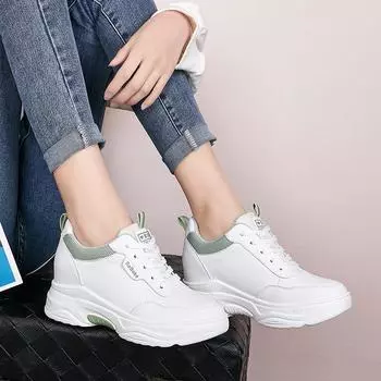 Fujin 8 см массивные кроссовки обувь осень дышащие летние женские весенние вулканизированные сандалии из натуральной кожи платформа танкетка мода 34