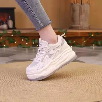 Fujin 8 см натуральная кожа вулканизированные летние женские массивные кроссовки удобные весна осень модные туфли на вулканизированной платформе высокого бренда 34 бежевый