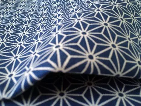 Fujin Club Japanese Style Sheeting Hemp Leaf Print 108cm Width (Navy Blue, 1m)