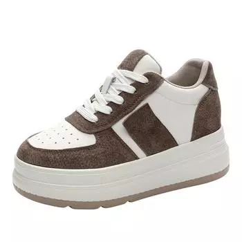 Fujin/кеды на танкетке из натуральной кожи 7 см, женская обувь, дышащие массивные кроссовки на скрытом каблуке, женская летняя удобная обувь 33 хаки