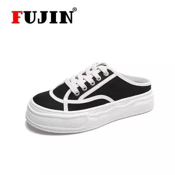 Fujin кожаная женская повседневная обувь с низким берцем на плоской подошве, мягкие удобные женские кроссовки, студенческая обувь для девочек, вулканизированная обувь, лоферы