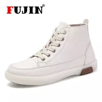 Fujin женская повседневная обувь из натуральной кожи, белые спортивные женские кроссовки для бега, удобная обувь на платформе