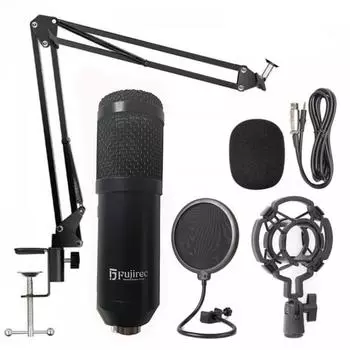 Fujirec XLR Condender Микрофон Unifitive Mic Stands Recorders Stands with Windows and Cable Shocked