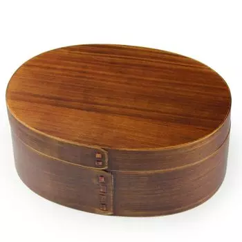 Fujishiro Kogei Magewappa Овальная коробка для бенто, лак Urushi. Изготовлено в Японии. (большой) коричневый