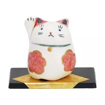 Fukubeya Seto Ware расписанная вручную счастливая кошка поднятая правая рука украшение на удачу маленькое удача хорошо подходит для декора интерьера или подарка ширина (Высота 5,5см
