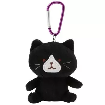 FukuFukuNyanko Mascot Plush Cute Carabiner 8cm FukuFukuNyanko Hapins Keychain, Cat, Gift, Character, Included, Long, Go-Out Mascot, (Kurosuke)