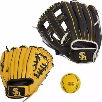 Fukuoka Softbank Hawks x GP Родитель и ребенок ловят мяч, бросая мягкий мяч 36886 (Чувак) Набор, Включено, Взрослые, Метание левой рукой, Дети чёрный