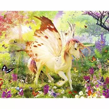 Full5D Diy Алмазная картина Мультфильм Пегас Животное Лошадь Вышивка Крестом Домашний Декор Ручная работа 25x30cm