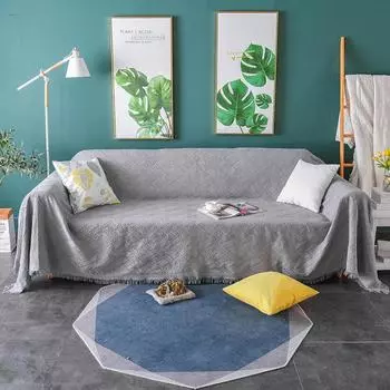 Full Cover White Sofa Cushion Backrest Cover Line Blanket Sofa Towel Artistic Throws White Towel 90 * 90cm