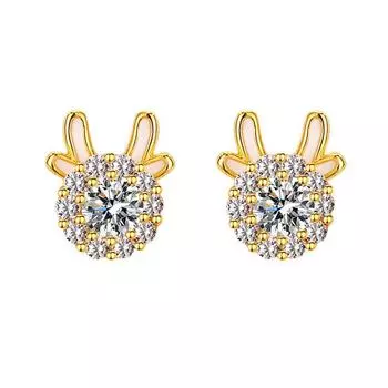 Full Diamond Cute Dragon Stud Earrings Female Rotatable Disc Niche Design Sense Sparkling Dragon Year Stud Earrings