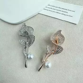 Брошь «Калла Лилия», полностью инкрустированная бриллиантами и цирконами, брошь класса люкс «Темперамент», индивидуальный дизайн, аксессуары для костюмов