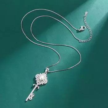 Full Diamond Key Pearl Necklace 7.5mm Accessories Imitation Natural Pearl Clavicle Chain Pendant Fashion