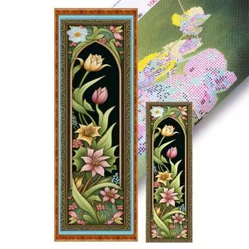 Full Embroidery Eco-cotton Thread 11CT Printed Flower Cat Cross Stitch Kit Art # 2