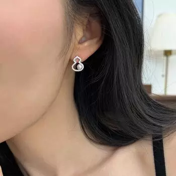 Полный циркония, Пустая тыква, Серьги-пусеты с жемчугом, Женский нишевый дизайн, Индивидуальность, Уникальный темперамент, Элегантные и универсальные серьги