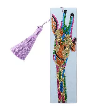 Full Rhinestone DIY Painting Animal Bookmark Tassel Bookmark Cartoon Craft Gift no.01