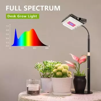 Full Spectrum Plant Grow Light Desk LED Dimmable Auto on/Off Timer Gooseneck Table Top Houseplants Growing Lamp for Indoor Plant US Plug