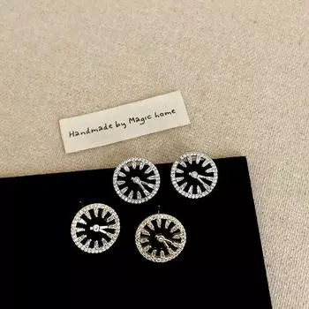 Серьги-гвоздики с круглым циферблатом из цельного циркония, женские, легкие, роскошные, модные, универсальные серьги