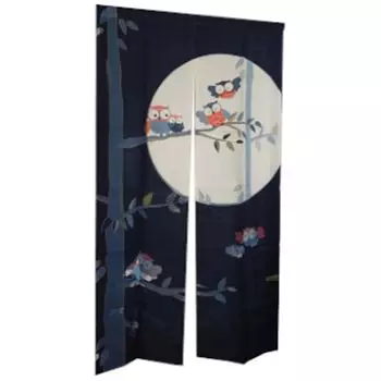 Fullness Double Print Curtain Owl 85 x 150cm (Shichifukuro)