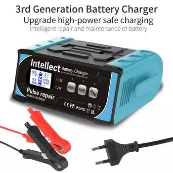 Fully Automatic Car Battery Charger EU US Plug For Lead Acid Batteries High Power LCD Display 12V/24V Pulse Repair 200W