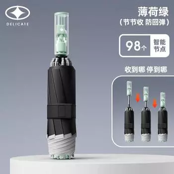 Fully automatic three-fold reverse umbrella, joint vinyl sunscreen mechanical umbrella, hemming reflective strip folding men s umbrella