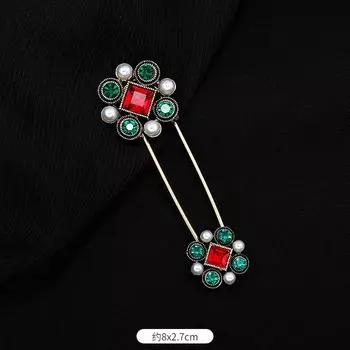 Fulok court style pin women s high-end colored treasure crystal brooch scarf shawl buckle corsage accessories
