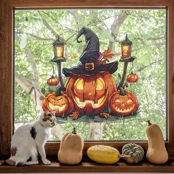 Fun-b58 Мультфильм Хэллоуин Джек-О -фонарь Спальня Гостиная Домашний Фон Украшения Наклейка На Стену 30*60CM*2PCS/fun-b58