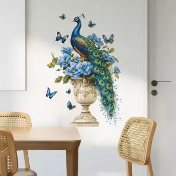 Fun-c54 Богатый павлин бабочка цветок спальня гостиная кабинет фон ландшафтный дизайн настенные наклейки самоклеящиеся 30*90cm*2pcs/fun-c54