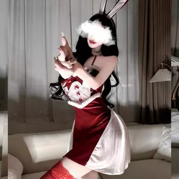 Веселый Рождественский Золотой Бархатный Новогодний Халат Ципао Пижама Пара Постельный Флирт Набор One size