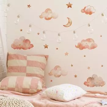 Fun-d9 Мультфильм Звезды Луна Облака Детская Комната Украшения Дома Стены Декоративные Наклейки На Стены 30*90CM/fun-d9