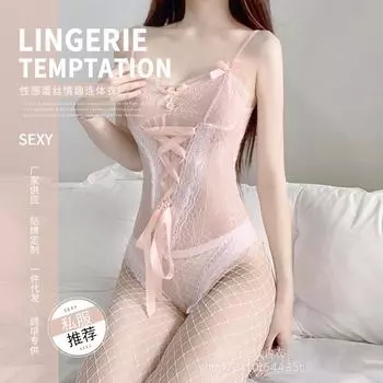 Веселый сон девушка с маленькой грудью свежая пижама перекрещенные бретели на спине сексуальное цельное перспективное очарование стройности One size