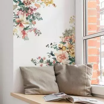 Fun-e120 Акварельные цветы листья спальня шкаф дверь с украшением дома настенные наклейки 40*60CM/fun-e120