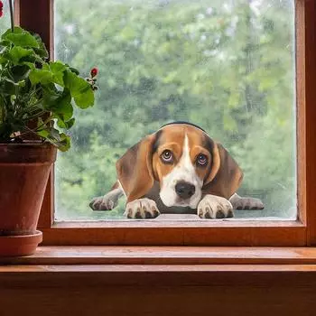 Fun-f101 Мультяшная собака, выглядывающая из стекла, фон для окна, декоративная наклейка на окно, электростатический УФ-излучение 16.5*28CM/fun-f101 uv