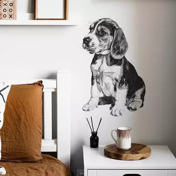 Fun-f107 Мультяшный эскиз щенка Детская спальня Гостиная Фон Декоративные наклейки на стену Самоклеящиеся 27*39CM/fun-f107