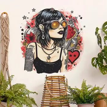 Fun-f119 Beauty with Sunglasses Bedroom Living Room Mall Beautification Wall Sticker 39*39CM/fun-f119