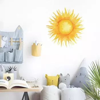 Fun-f126 Мультфильм Нарисованное Солнце Детская Спальня Детский Сад Домашнее Украшение Наклейки На Стены Самоклеящиеся 39*40CM/fun-f126
