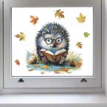 Fun-f135 Мультфильм Книга Маленький Ежик Стеклянные Двери и Окна Домашние Украшения Декоративные Наклейки На Окна УФ 38*38CM/fun-f135 uv