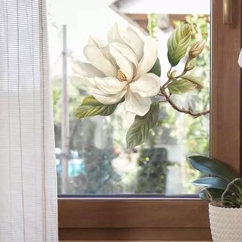 Fun-f136 Магнолия Стеклянные двери и окна Домашний ландшафт Декоративные наклейки на окна Электростатический УФ 26*28CM/fun-f136 uv