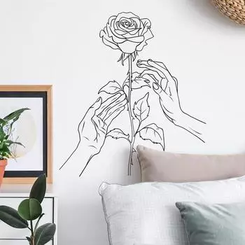 Fun-f141 Черно-белый эскиз Пальма Цветок Спальня Гостиная Стена Ландшафтный дизайн Декоративные настенные наклейки 35*39CM/fun-f141