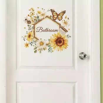 Fun-f154 Английский Слоган Ванная Подсолнух Бабочка Спальня Дверь Стена Наклейка Самоклеящаяся 27*29CM/fun-f154