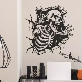 Fun-f184 Хэллоуин Сломанная стена Череп Спальня Гостиная Крыльцо Домашнее украшение Декоративные настенные наклейки 39*39CM/fun-f184