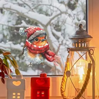 Fun-f208 Рождественский праздник Мультфильм Птица Балкон Стеклянные двери и окна Домашний ландшафтный дизайн Оконная наклейка УФ 15*16CM/fun-f208 uv