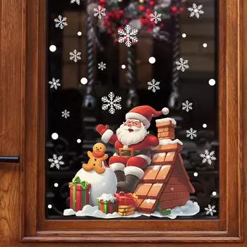Fun-f213 Крыша Санта Подарок Снежок Стекло Окно Домашний Ландшафтный Дизайн Окна Наклейка УФ 38*38CM/fun-f213 uv