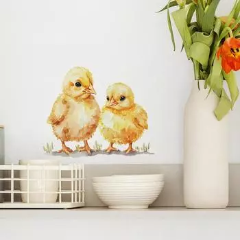 Fun-f238 Мультфильм Желтая Утка Спальня Гостиная Кабинет Домашний Декор Стены Украшения Наклейки На Стены Самоклеящиеся 16*19CM/fun-f238 uv
