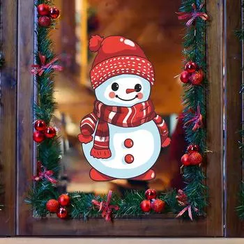 Fun-f255 Рождественский наряд Снеговик Стеклянный шкаф Окна Двери Домашние украшения Декоративные наклейки на окна Самоклеящиеся 25*38cm/fun-f255 UV