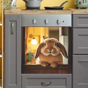 Fun-f336 продает симпатичные постеры с кроликами-петлями, наклейки для кухни, домашний фон, украшение, декоративные настенные наклейки 34*34cm/fun-f336