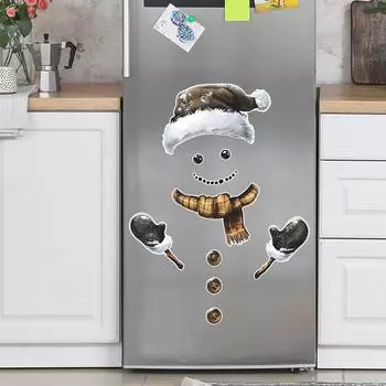 Fun-f343 Мультфильм Рождественский Снеговик Шарф Перчатки Холодильник Наклейка Кухня Столовая Украшение Декоративные Наклейки На Стены 35*44CM/fun-f343 914