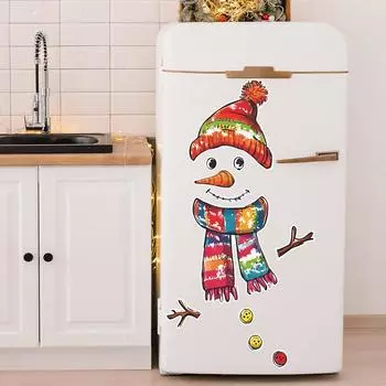 Fun-f344 Красочный шарф меховой рождественский снеговик наклейка на холодильник кухня столовая украшение декоративные наклейки 35*44cm/fun-f344 914