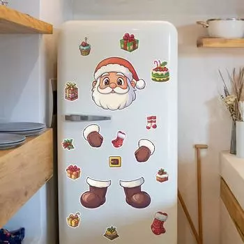 Fun-f349 Милый Санта-Клаус Праздничное украшение Наклейка на холодильник DIY Кухня Домашнее украшение Декоративные наклейки 35*44CM/fun-f349 914