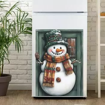 Fun-f352 Мультфильм Рождественский шарф Снеговик Наклейка на холодильник Домашняя атмосфера Украшение Декоративные настенные наклейки 37*51CM/fun-f352 107
